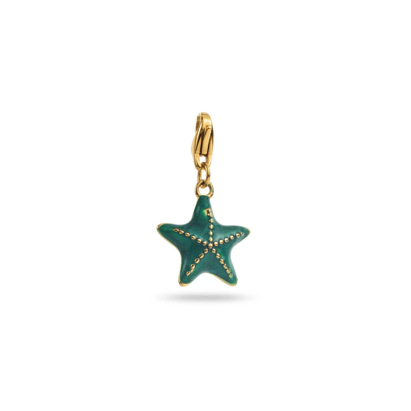 Charm étoile de mer vert en acier inoxydable doré – bijou Bahari