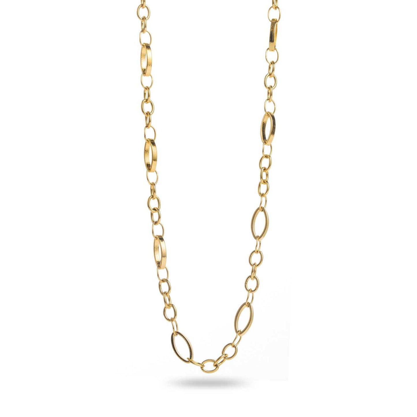 Collier Lorena en acier inoxydable doré à maillons ovales fins – bijou Bahari