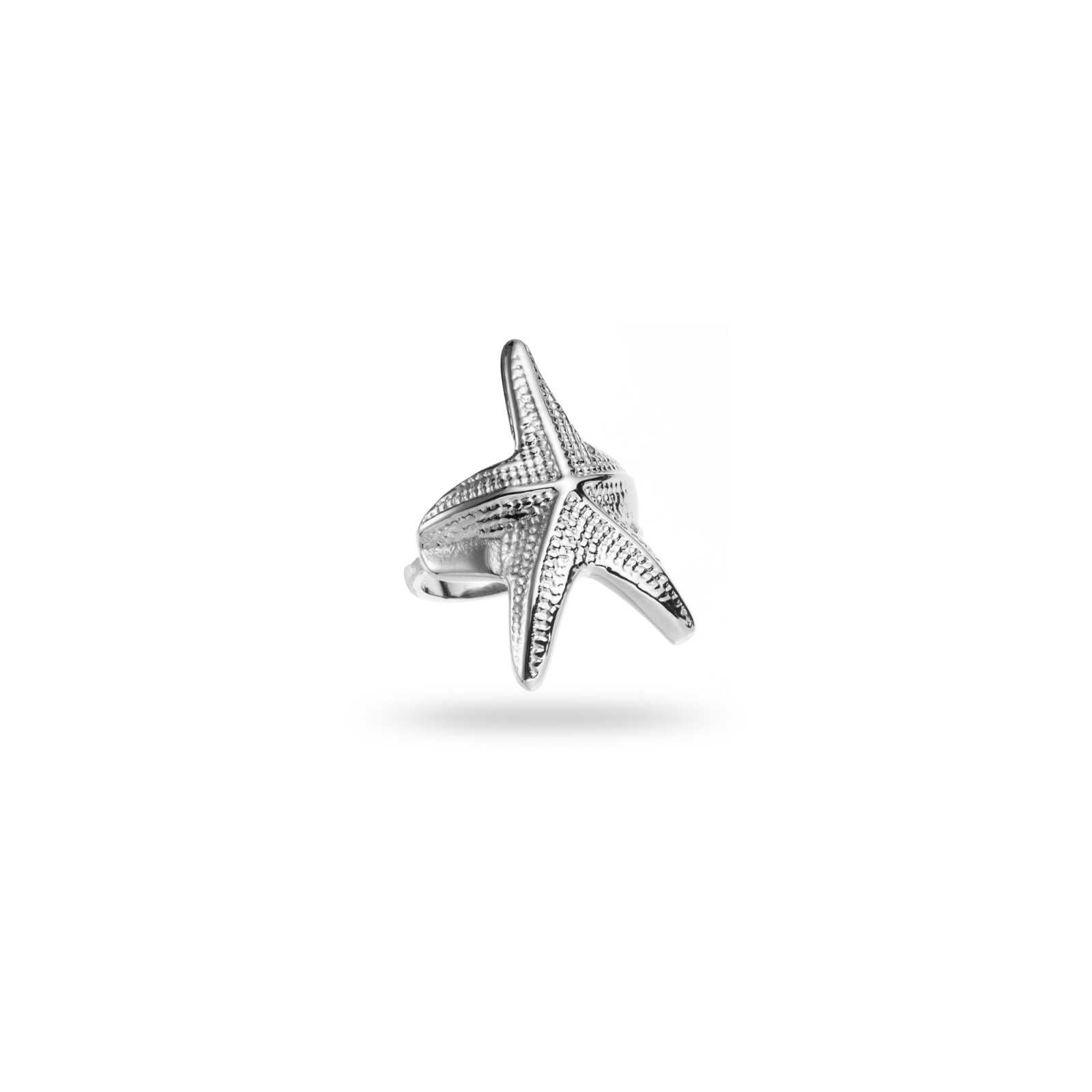 Bague Nyota en acier inoxydable argent en forme d’étoile de mer – bijou Bahari