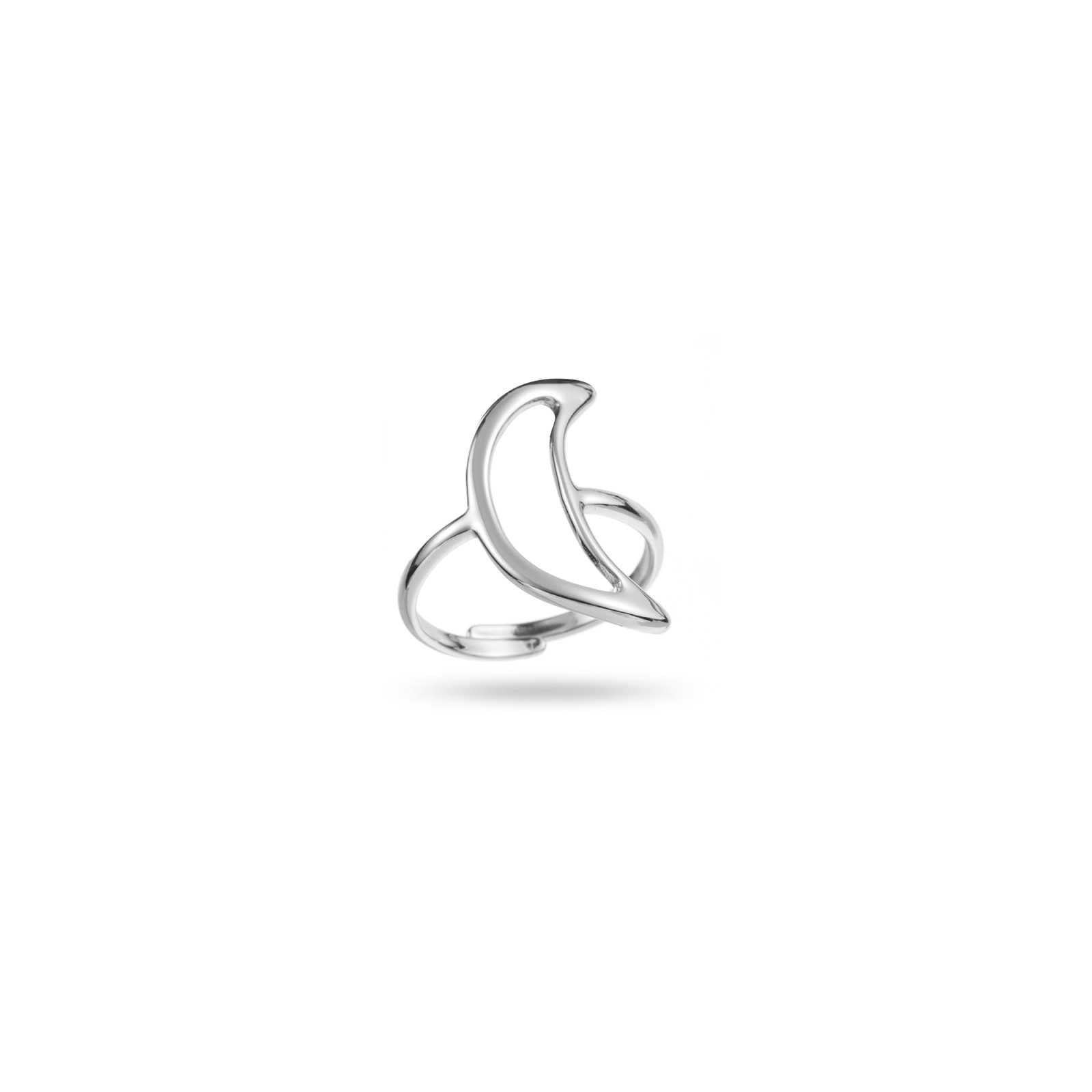 Bague Qamar en acier inoxydable argent en forme de lune – bijou Bahari