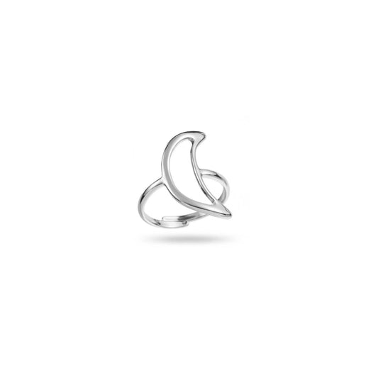 Bague Qamar en acier inoxydable argent en forme de lune – bijou Bahari