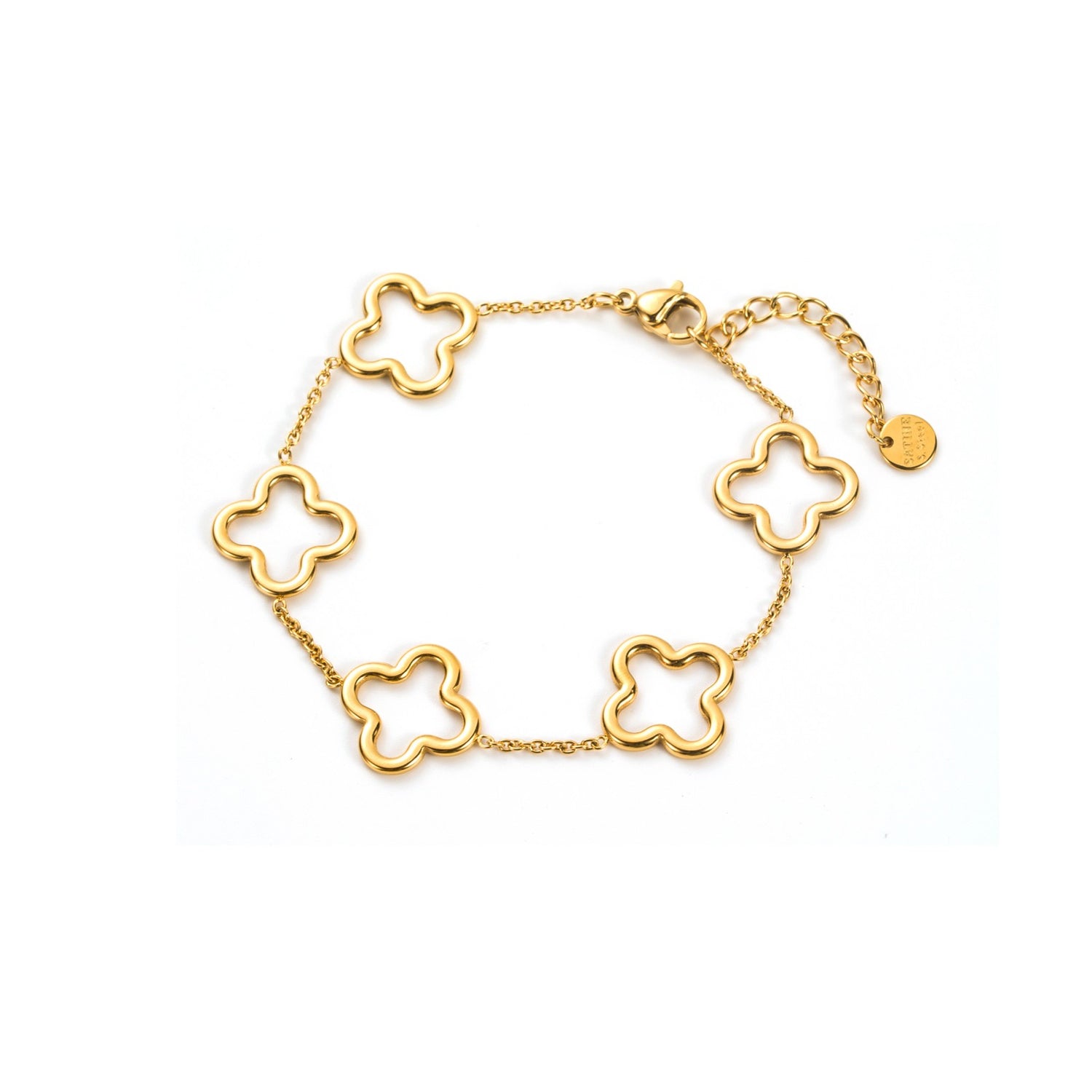 Bracelet Bahria doré avec motifs ajourés, bijou élégant en acier inoxydable