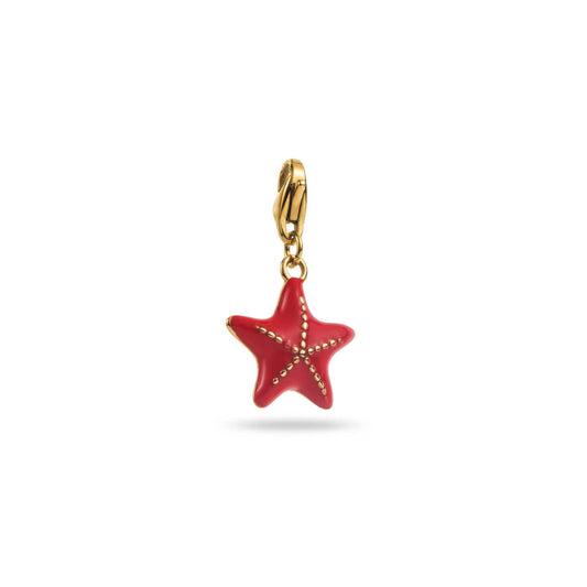 Charm étoile de mer rouge en acier inoxydable doré – bijou Bahari