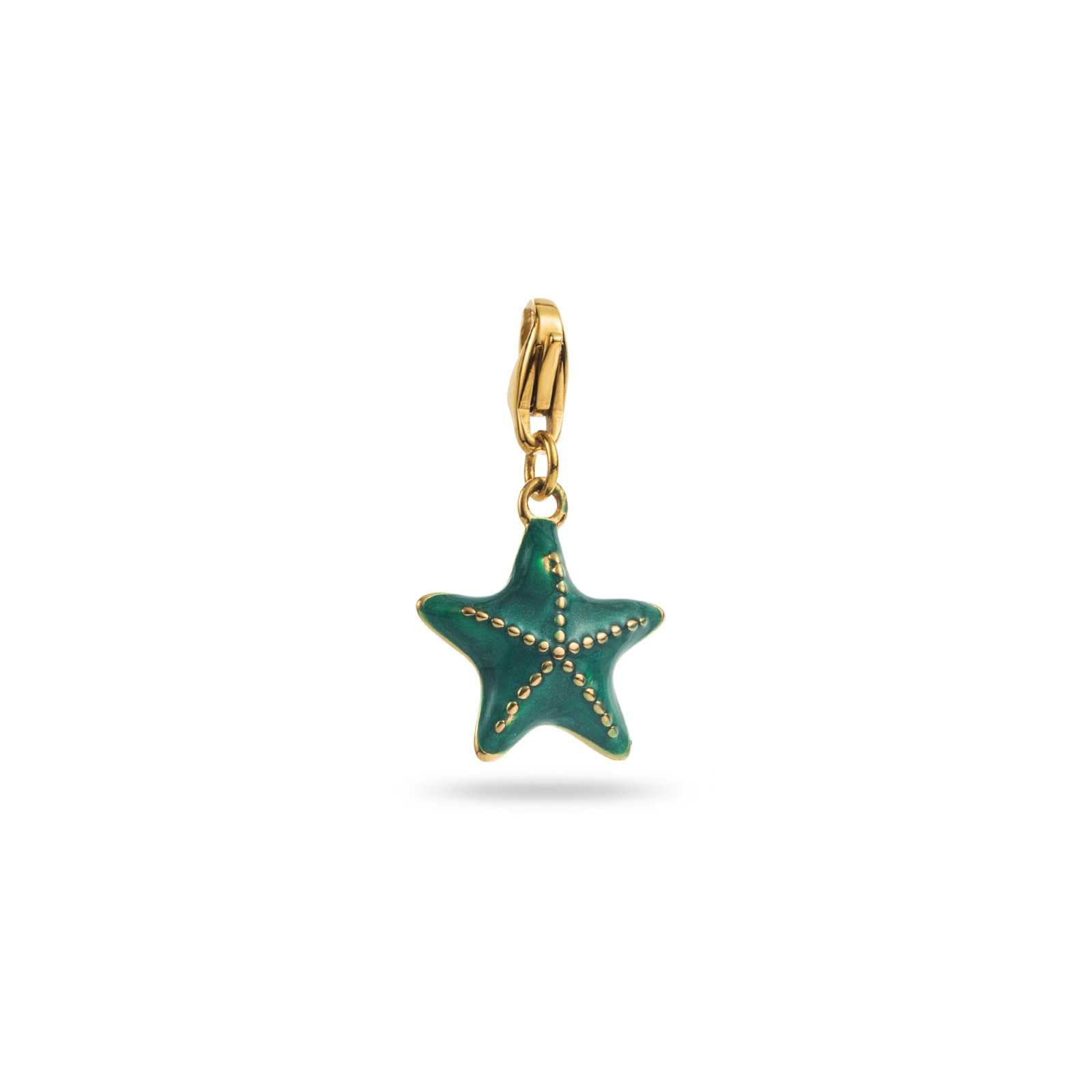Charm étoile de mer vert en acier inoxydable doré – bijou Bahari