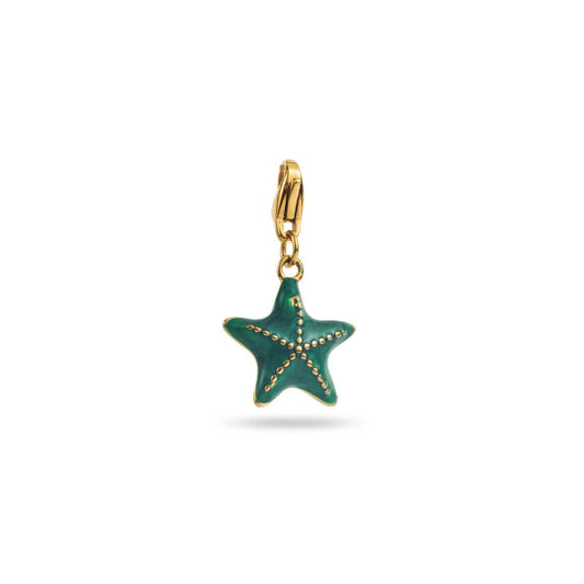 Charm étoile de mer vert en acier inoxydable doré – bijou Bahari