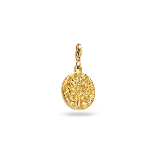 Charms médaille arbre de vie Stacey en acier inoxydable doré – bijou Bahari
