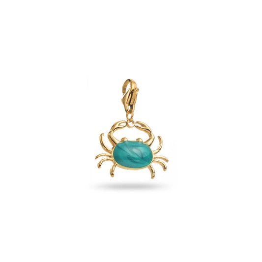 Charms crabe Kara en acier inoxydable doré avec pierre turquoise – bijou Bahari