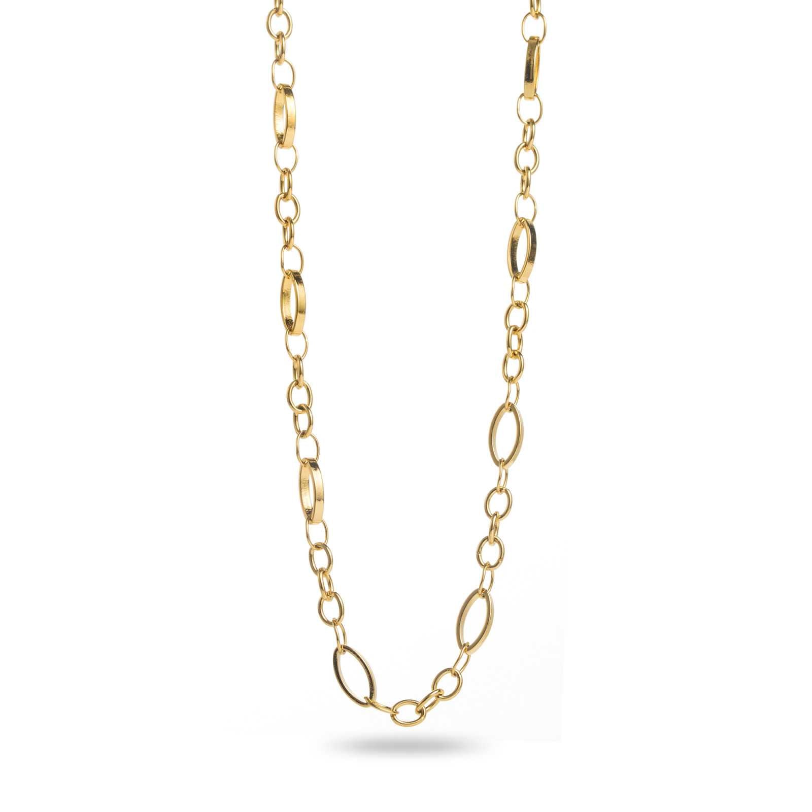 Collier Lorena en acier inoxydable doré à maillons ovales fins – bijou Bahari