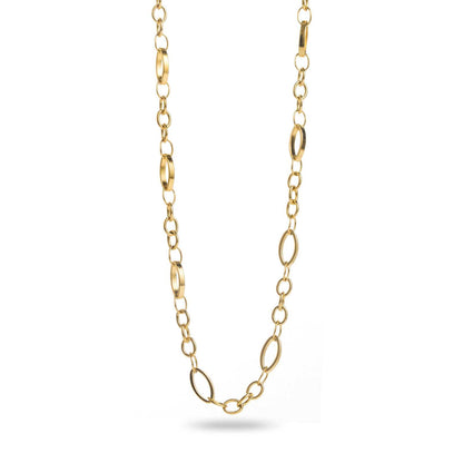 Collier Lorena en acier inoxydable doré à maillons ovales fins – bijou Bahari